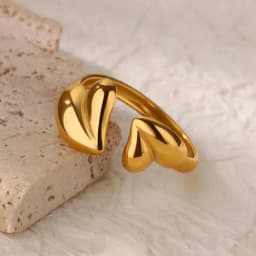 Irregular Heart Design Stainless Steel Open Rings For Women Gold Color Wedding Aesthetic Ring Jewelry Accessories Christmas Gift