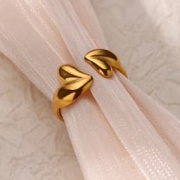 Irregular Heart Design Stainless Steel Open Rings For Women Gold Color Wedding Aesthetic Ring Jewelry Accessories Christmas Gift