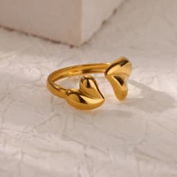 Irregular Heart Design Stainless Steel Open Rings For Women Gold Color Wedding Aesthetic Ring Jewelry Accessories Christmas Gift