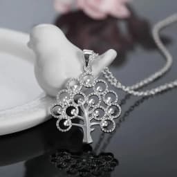 URMYLADY 45cm 925 Sterling Silver fine tree Pendant Necklace For Women Fashion charms Christmas gifts party Wedding Jewelry