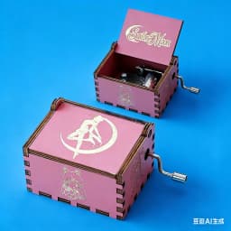 Anime Cartoon Sailor Moon Hand-cranked Music Box Kawaii Painted Ornament for Wooden Music Box Children's Girl Christmas Gift