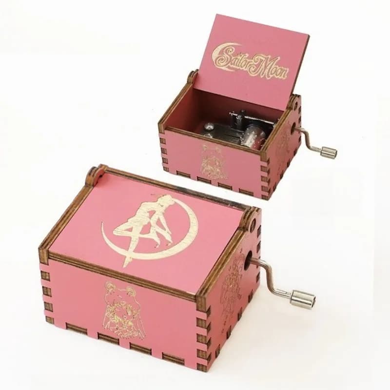 Anime Cartoon Sailor Moon Hand-cranked Music Box Kawaii Painted Ornament for Wooden Music Box Children's Girl Christmas Gift