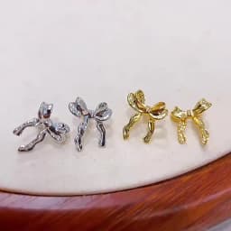 FTCY Vintage Metal Bowknot Earrings For Women Sweet Elegant Gold Color Women's Stud Earring Christmas Party Jewelry