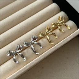 FTCY Vintage Metal Bowknot Earrings For Women Sweet Elegant Gold Color Women's Stud Earring Christmas Party Jewelry