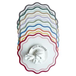 1/4/6pcs Faux Leather Placemats Printed Flower Shape Insulated Table Mat for Kitchen Dining Table Striped Christmas Plate Mat