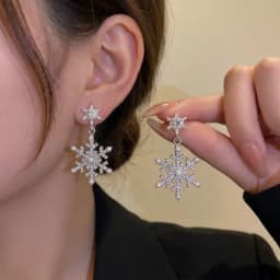 Luxury Sparking Crystal Snowflake Earrings For Women Shiny Zircon Imitation Pearl Earring Christmas New Year Party Jewelry Gifts