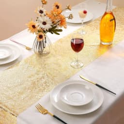 Gold Table Runner Metallic Glitter Table Cloths Runner Metallic Roll Rectangle for Birthday Wedding Home Christmas Table Decor