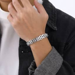 Stylish Strap Chain Boys Men Bracelets Stainless Steel Links Wristband, Father's Day Dad for Birthday Christmas Gift Jewelry