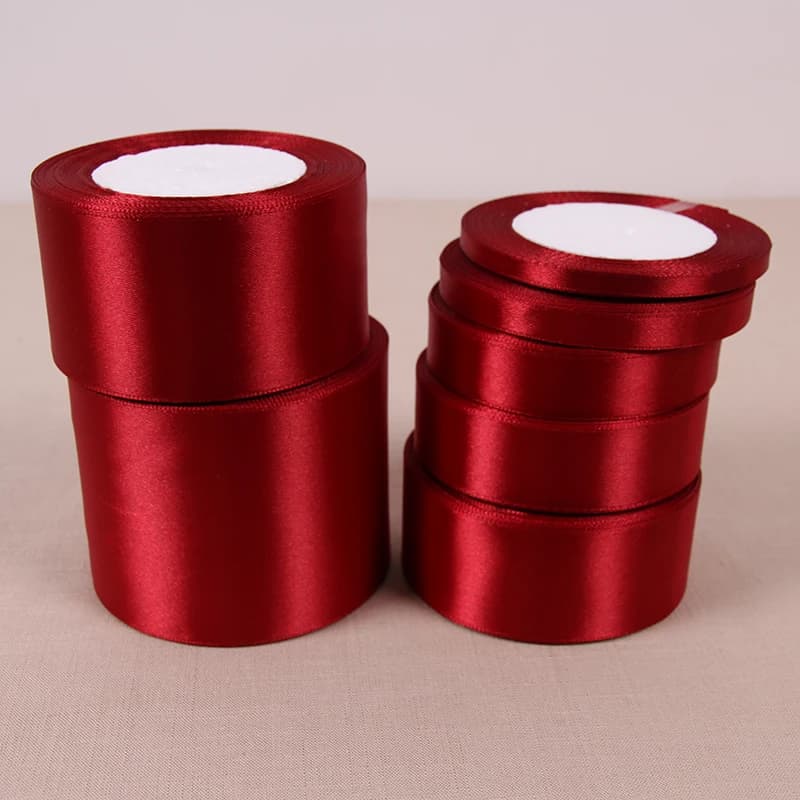 Single Face Satin Ribbon Bright Red 25 Yards Wholesale DIY Supplies Gift Wrapping Christmas Apparel Sewing Fabric Ribbon