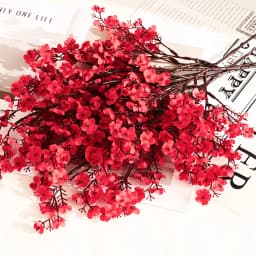 5Pcs Red Babys Breath Artificial Flowers Fake Gypsophila Bouquets for Home Wedding Table New Year Party Christmas Decorations