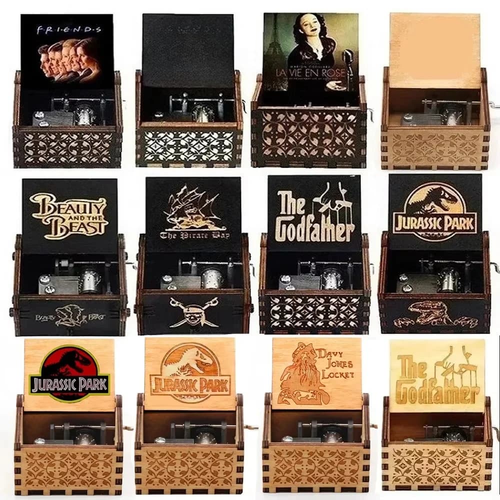 2026 HOT Commemorative Music Box Hand Crank Holiday Gift Christmas Gift Wooden Simpson Music Box Pink Panther Music Box