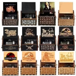 2026 HOT Commemorative Music Box Hand Crank Holiday Gift Christmas Gift Wooden Simpson Music Box Pink Panther Music Box