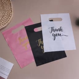 20pcs/lot Thank You Bags Durable Plastic Handle Shopping Bags For Wedding Christmas Birthday Party Gifts Candy Cookie Packaging