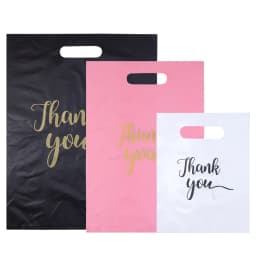 20pcs/lot Thank You Bags Durable Plastic Handle Shopping Bags For Wedding Christmas Birthday Party Gifts Candy Cookie Packaging