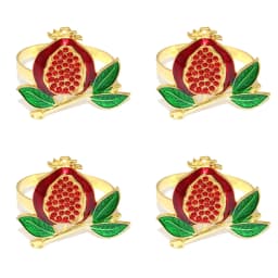 Red Pomegranate Napkin Rings Set of 4/6/8, Lucky Fruits Table Decor Metal Napkin Holder for Christmas Gift Wedding Party Decor