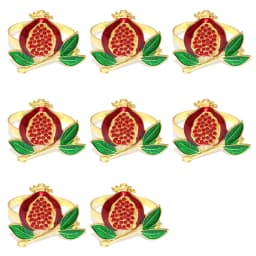Red Pomegranate Napkin Rings Set of 4/6/8, Lucky Fruits Table Decor Metal Napkin Holder for Christmas Gift Wedding Party Decor