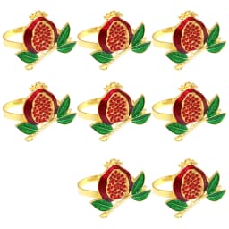 Red Pomegranate Napkin Rings Set of 4/6/8, Lucky Fruits Table Decor Metal Napkin Holder for Christmas Gift Wedding Party Decor