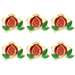 Red Pomegranate Napkin Rings Set of 4/6/8, Lucky Fruits Table Decor Metal Napkin Holder for Christmas Gift Wedding Party Decor