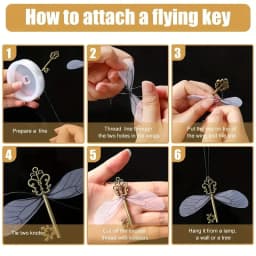 Vintage Skeleton Key with Dragonfly Wings Flying Key Pendant DIY Realistic Effect for Christmas Tree Wedding Party Decorations
