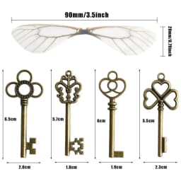 Vintage Skeleton Key with Dragonfly Wings Flying Key Pendant DIY Realistic Effect for Christmas Tree Wedding Party Decorations