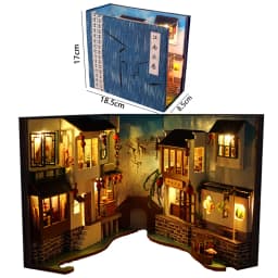 DIY Wooden Doll Houses Book Nook Shelf Insert Kit Miniature Model Kits 3D Puzzle Bookshelf With LED Lights For Christmas Gifts