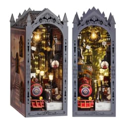 DIY Wooden Doll Houses Book Nook Shelf Insert Kit Miniature Model Kits 3D Puzzle Bookshelf With LED Lights For Christmas Gifts