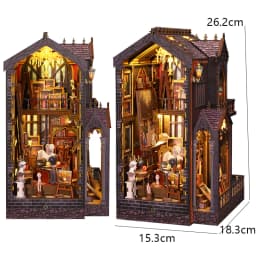 DIY Wooden Doll Houses Book Nook Shelf Insert Kit Miniature Model Kits 3D Puzzle Bookshelf With LED Lights For Christmas Gifts