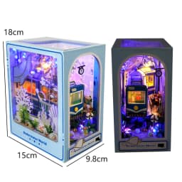 DIY Wooden Doll Houses Book Nook Shelf Insert Kit Miniature Model Kits 3D Puzzle Bookshelf With LED Lights For Christmas Gifts