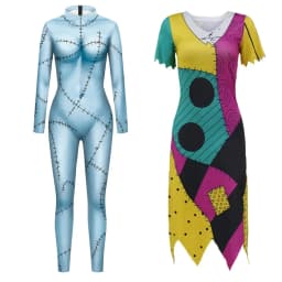 Cosplay Movie Nightmare Christmas Sally Dress Leggings Set Zentai Bodysuits Women Scary Sally Disguise Halloween Party Costume