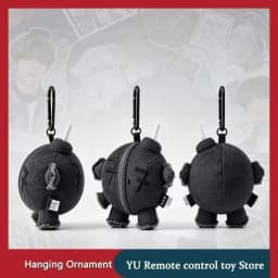 10cm Kawaii In Stock Black Denim Ball Peripheral Plush Keychains Coal Stove Pendant Plush Toy Christmas Birthday Gift For Fans@