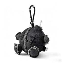 10cm Kawaii In Stock Black Denim Ball Peripheral Plush Keychains Coal Stove Pendant Plush Toy Christmas Birthday Gift For Fans@