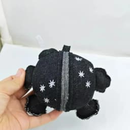 10cm Kawaii In Stock Black Denim Ball Peripheral Plush Keychains Coal Stove Pendant Plush Toy Christmas Birthday Gift For Fans@