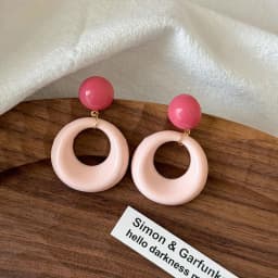 Acrylic Big Circle Round Drop Earrings for Women Irregular Pink Geometric Hollow Jewelry Christmas Girl Friend Gift