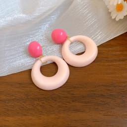 Acrylic Big Circle Round Drop Earrings for Women Irregular Pink Geometric Hollow Jewelry Christmas Girl Friend Gift