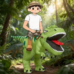 Animal Cartoon Riding T-Rex Inflatable Costume Dinosaur Role Playing Game Christmas Halloween Carnival Birthday Gift