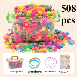 Children's DIY Bead Girl Jewelry Accessory Making Kit, Creative Necklace, Bracelet and Ring DIY Ideal Christmas and Birthday Gif