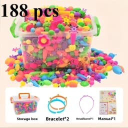 Children's DIY Bead Girl Jewelry Accessory Making Kit, Creative Necklace, Bracelet and Ring DIY Ideal Christmas and Birthday Gif