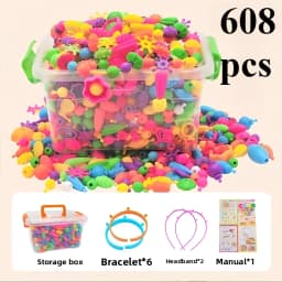 Children's DIY Bead Girl Jewelry Accessory Making Kit, Creative Necklace, Bracelet and Ring DIY Ideal Christmas and Birthday Gif