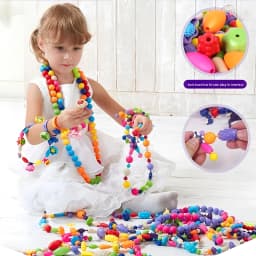 Children's DIY Bead Girl Jewelry Accessory Making Kit, Creative Necklace, Bracelet and Ring DIY Ideal Christmas and Birthday Gif