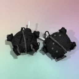 10cm Kawaii In Stock Black Denim Ball Peripheral Plush Keychains Coal Stove Pendant Plush Toy Christmas Birthday Gift For Fans
