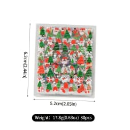 30pcs Festive Christmas Nail Art Stickers Set Self-Adhesive,Disposable Decals Reindeer Xmas Tree Designs Cute Semi-Matte Finish