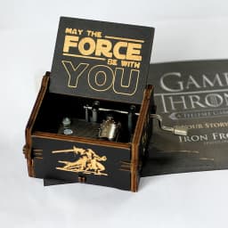 Hot Anime figure Antique carved Wooden Hand Crank starwars Music Box figure Christmas Birthday Gift--