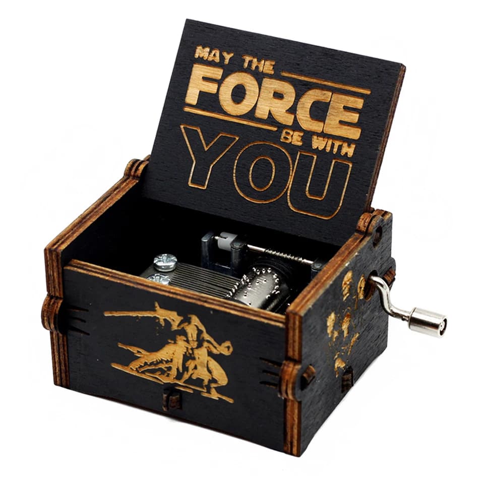 Hot Anime figure Antique carved Wooden Hand Crank starwars Music Box figure Christmas Birthday Gift--