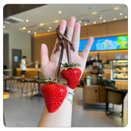 3D Resin Strawberry Bag Charm Cute Keychain Pendant for Phone Lanyard Bag Accessories Jewelry For Christmas
