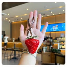 3D Resin Strawberry Bag Charm Cute Keychain Pendant for Phone Lanyard Bag Accessories Jewelry For Christmas