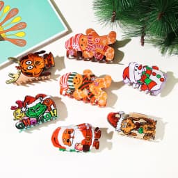 Christmas Santa Snowman Scratch Clip, Cartoon Versatile Shark Clip Holiday Atmosphere Hairpin, Gingerbread Man Christmas Hair Or