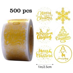 500pcs 1 inch Round Transparent Merry Christmas Stickers Self Adhesive Holiday Stickers For Christmas Decor Wedding Party Cards