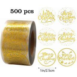 500pcs 1 inch Round Transparent Merry Christmas Stickers Self Adhesive Holiday Stickers For Christmas Decor Wedding Party Cards