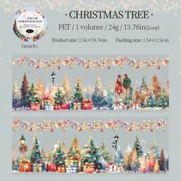 65mm * 2m/roll Christmas Eve Series PET Sticker Creative DIY Handmade Scrapbook Diary Aesthetics Stationery Sticker Masking Tape