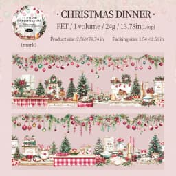 65mm * 2m/roll Christmas Eve Series PET Sticker Creative DIY Handmade Scrapbook Diary Aesthetics Stationery Sticker Masking Tape